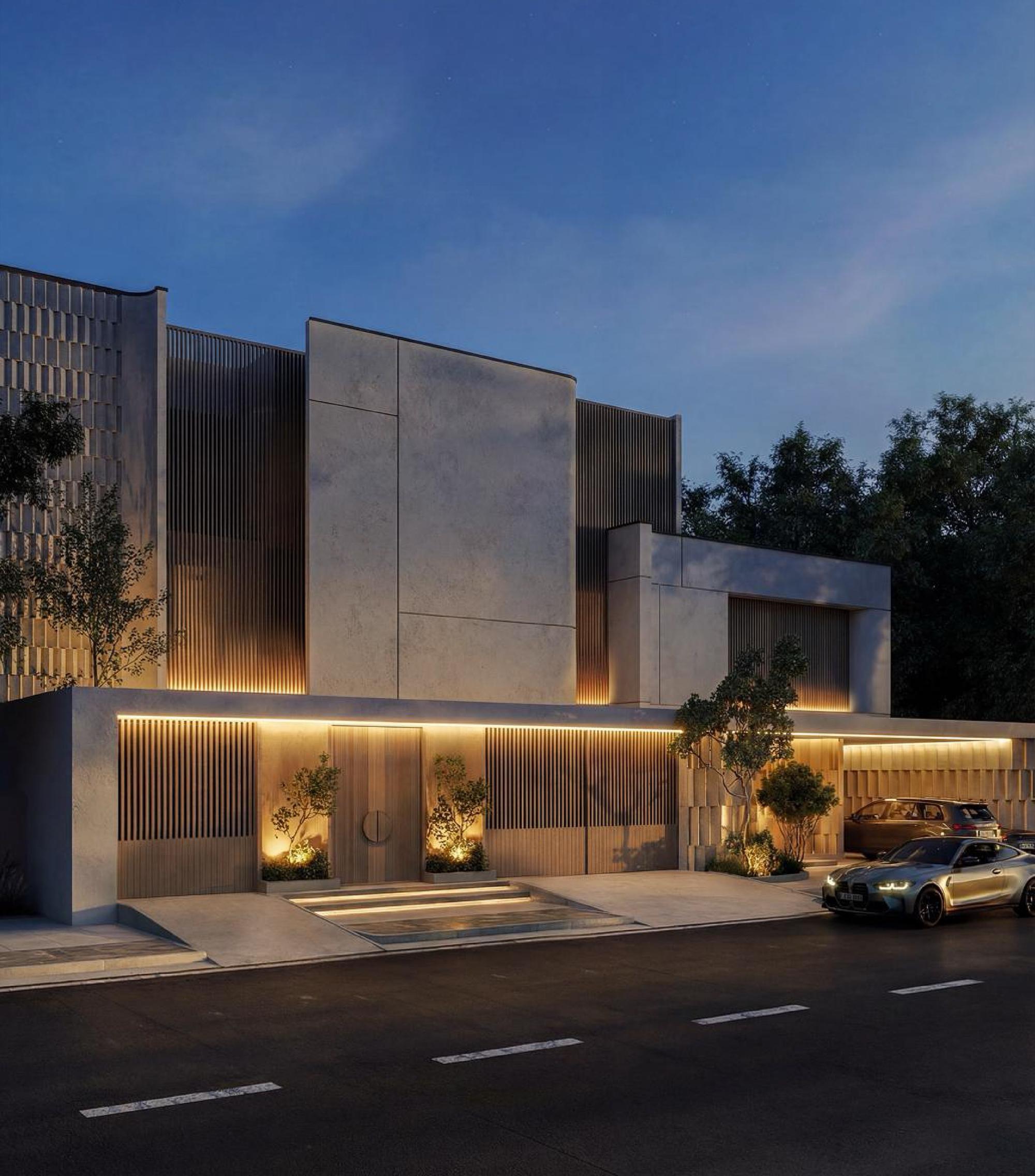 Facade at dusk
