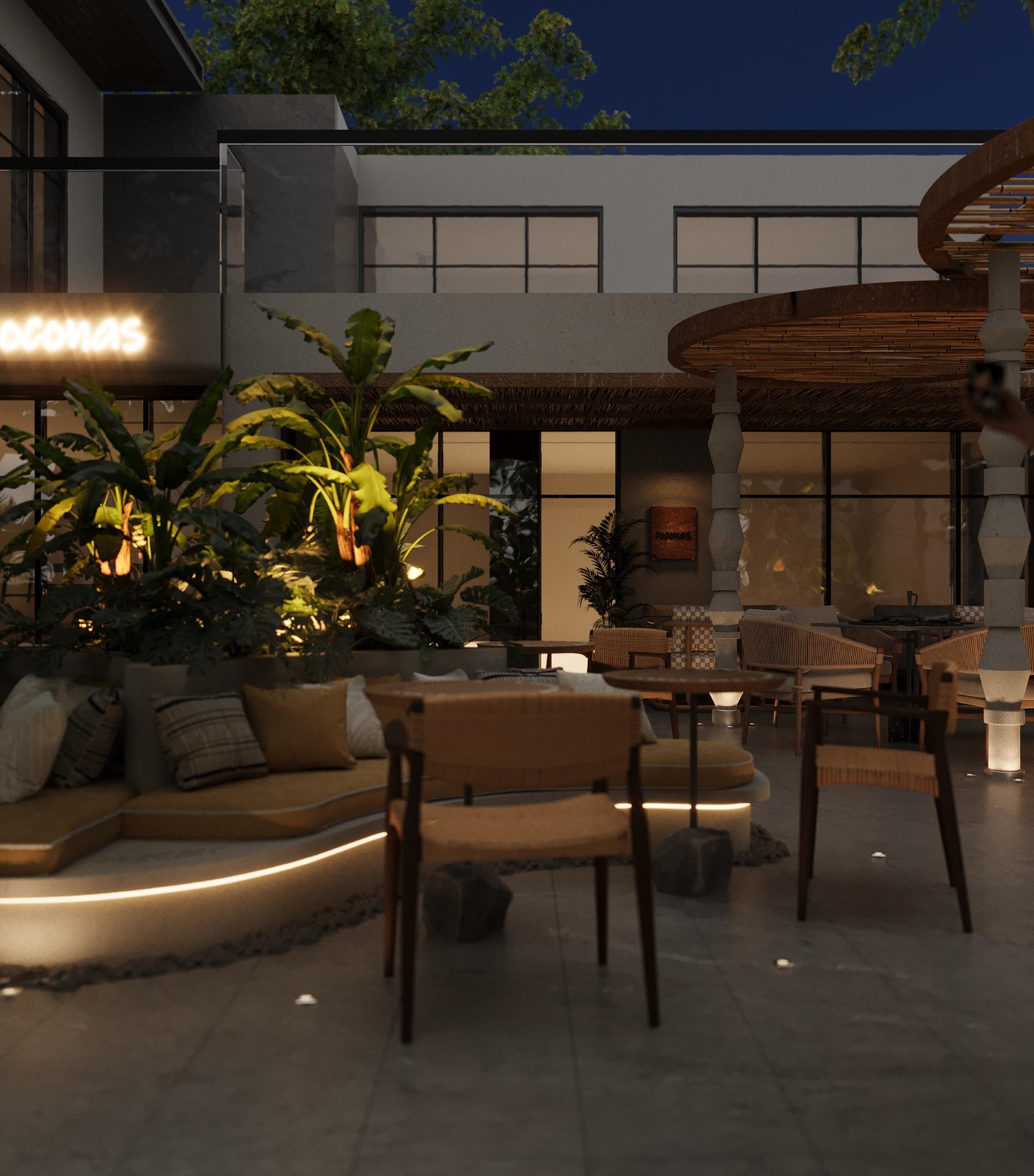 Terrace at night