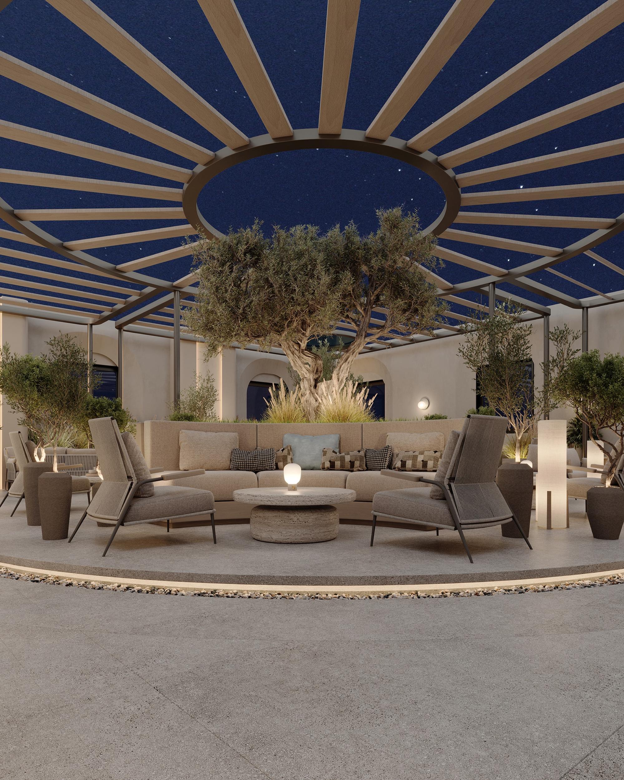 Courtyard at night