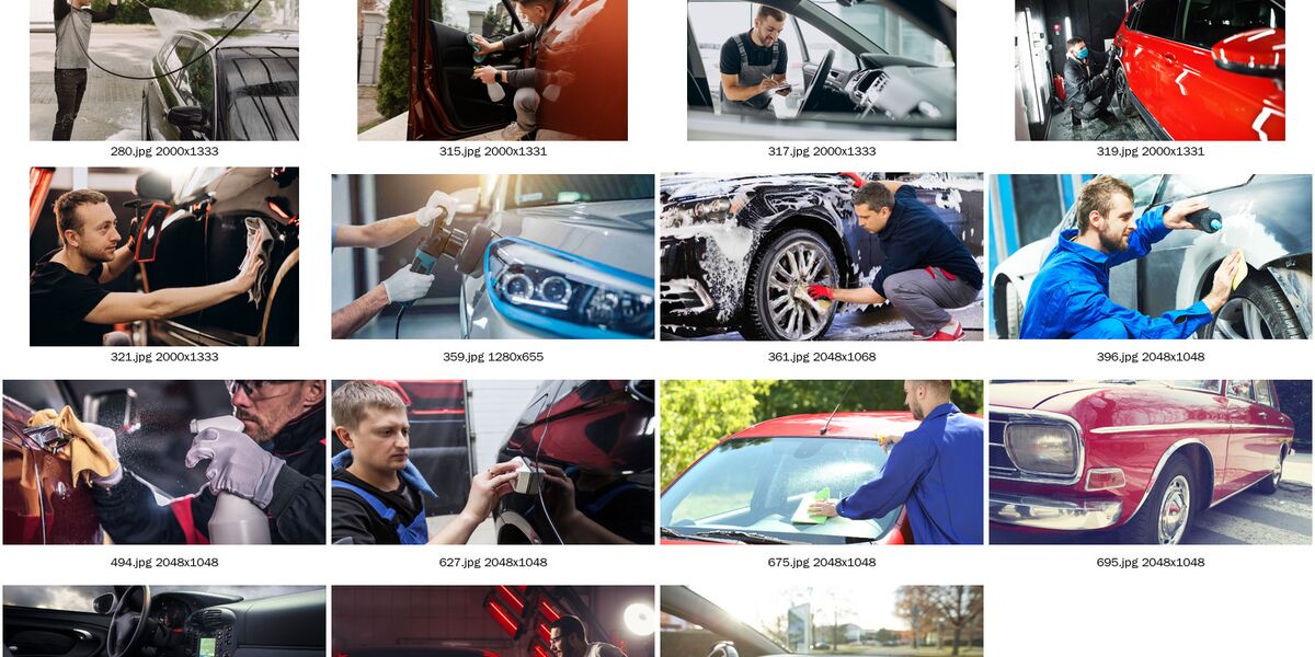 Collage of car cleaning and detailing photos