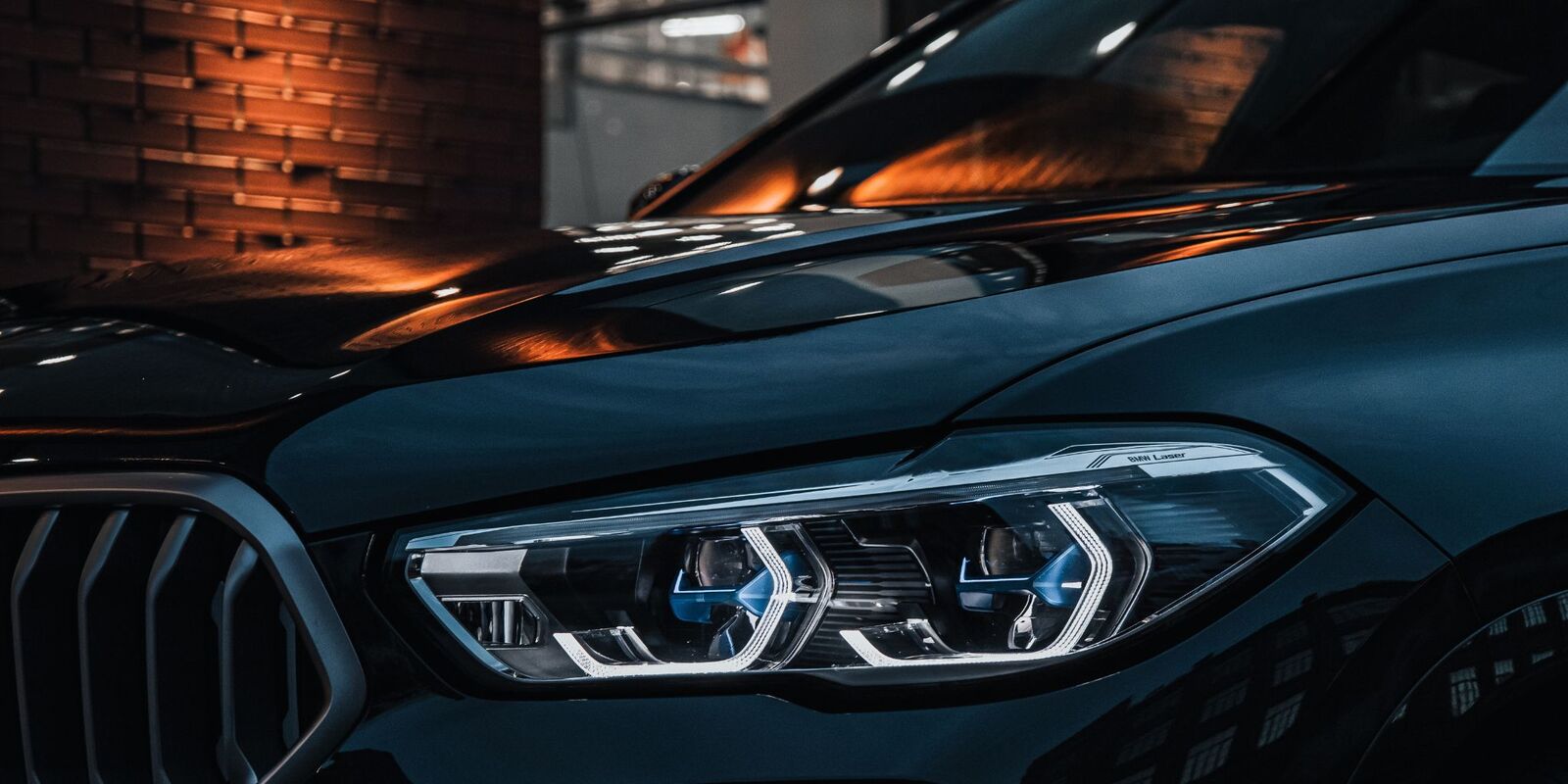Dark car headlight in low light