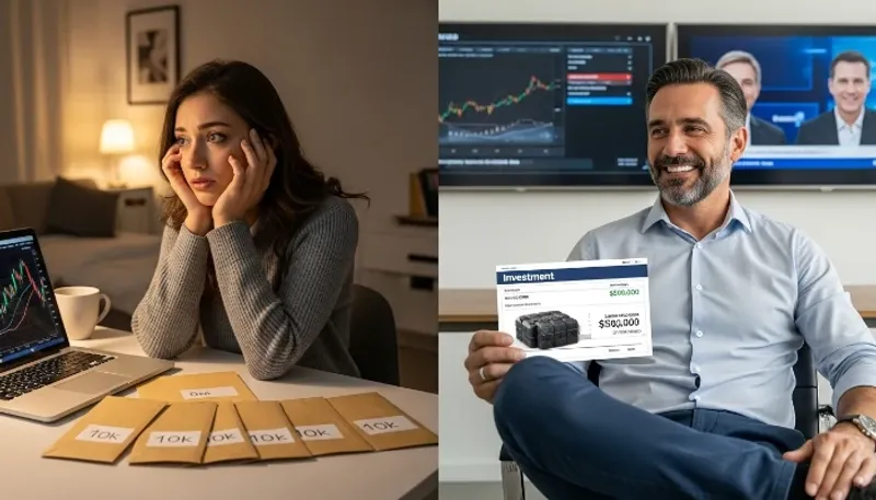 Ana é iniciante e usa o DCA para controlar suas emoções, enquanto Marcelo é experiente e consegue ganhar mais como investidor lumpsum