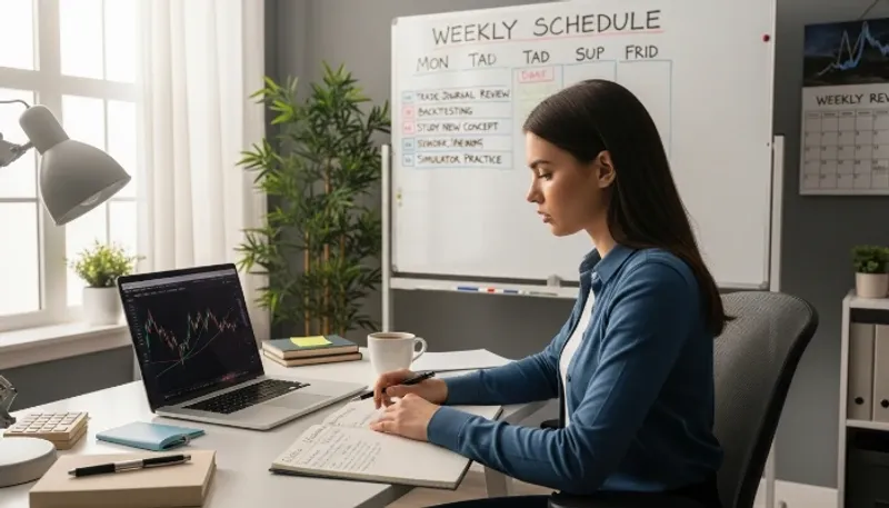 Carla estudando trade 2h por dia