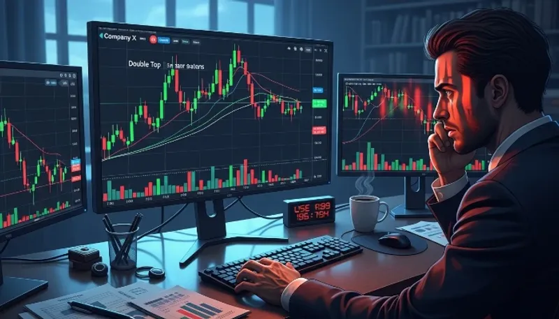 O preço para de subir e começa a formar um topo duplo