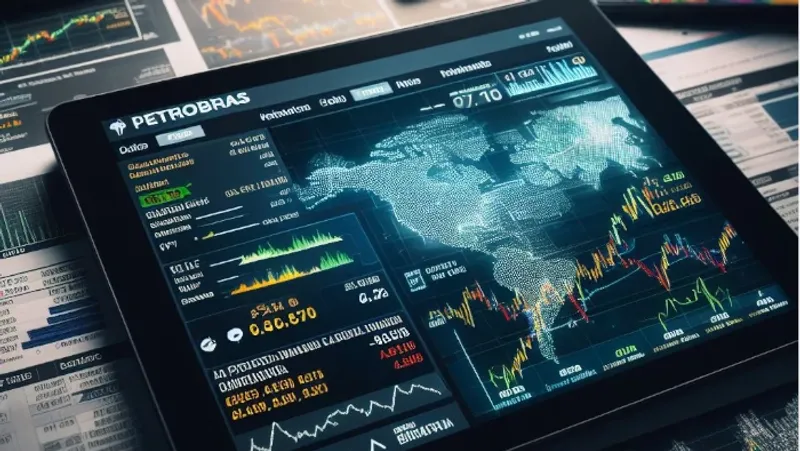 tablet mostrando gráfico de ações da PETR4