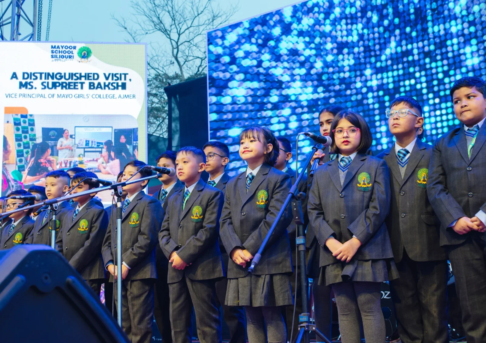 Students performing on stage