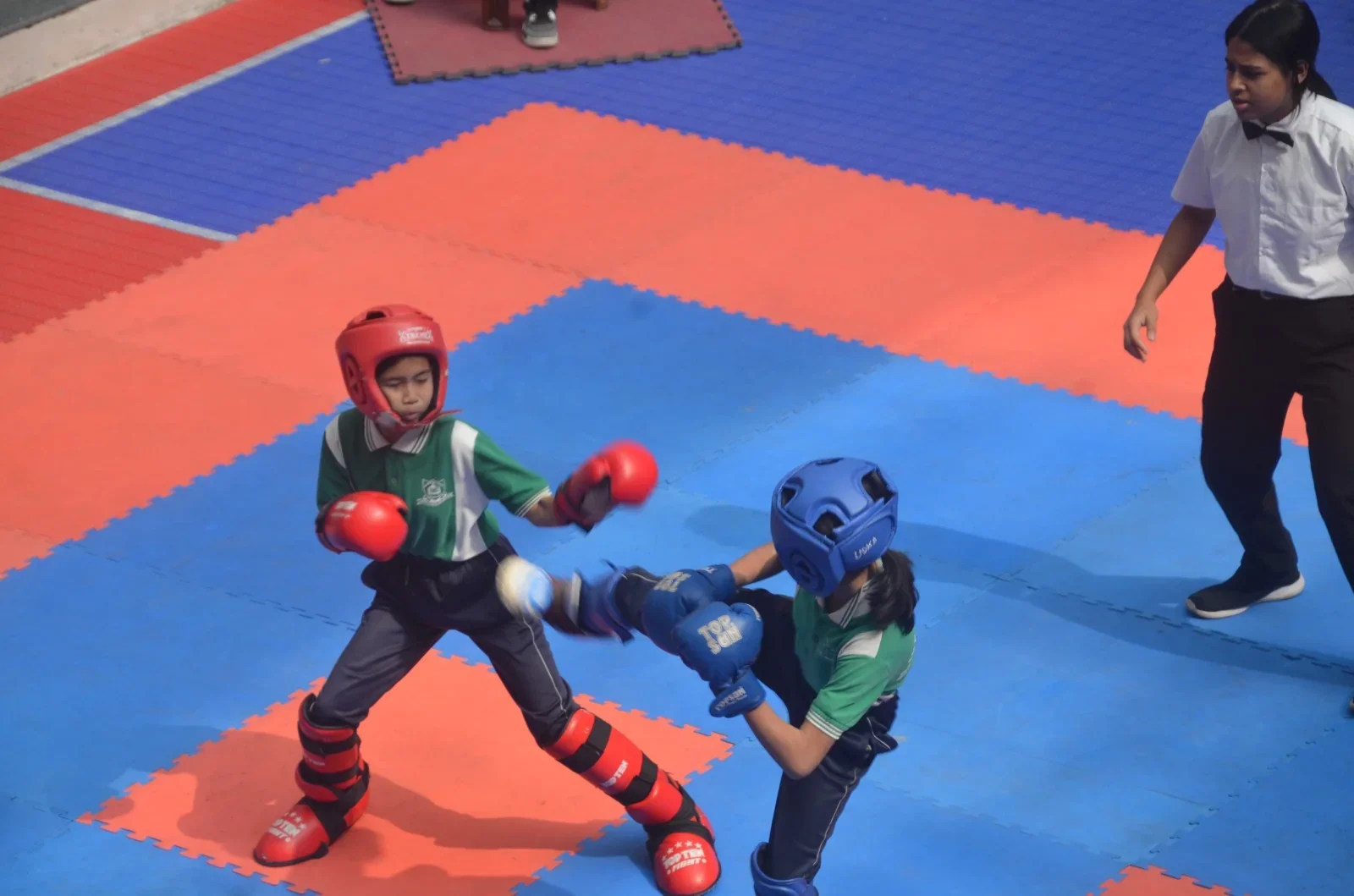 Young athletes sparring