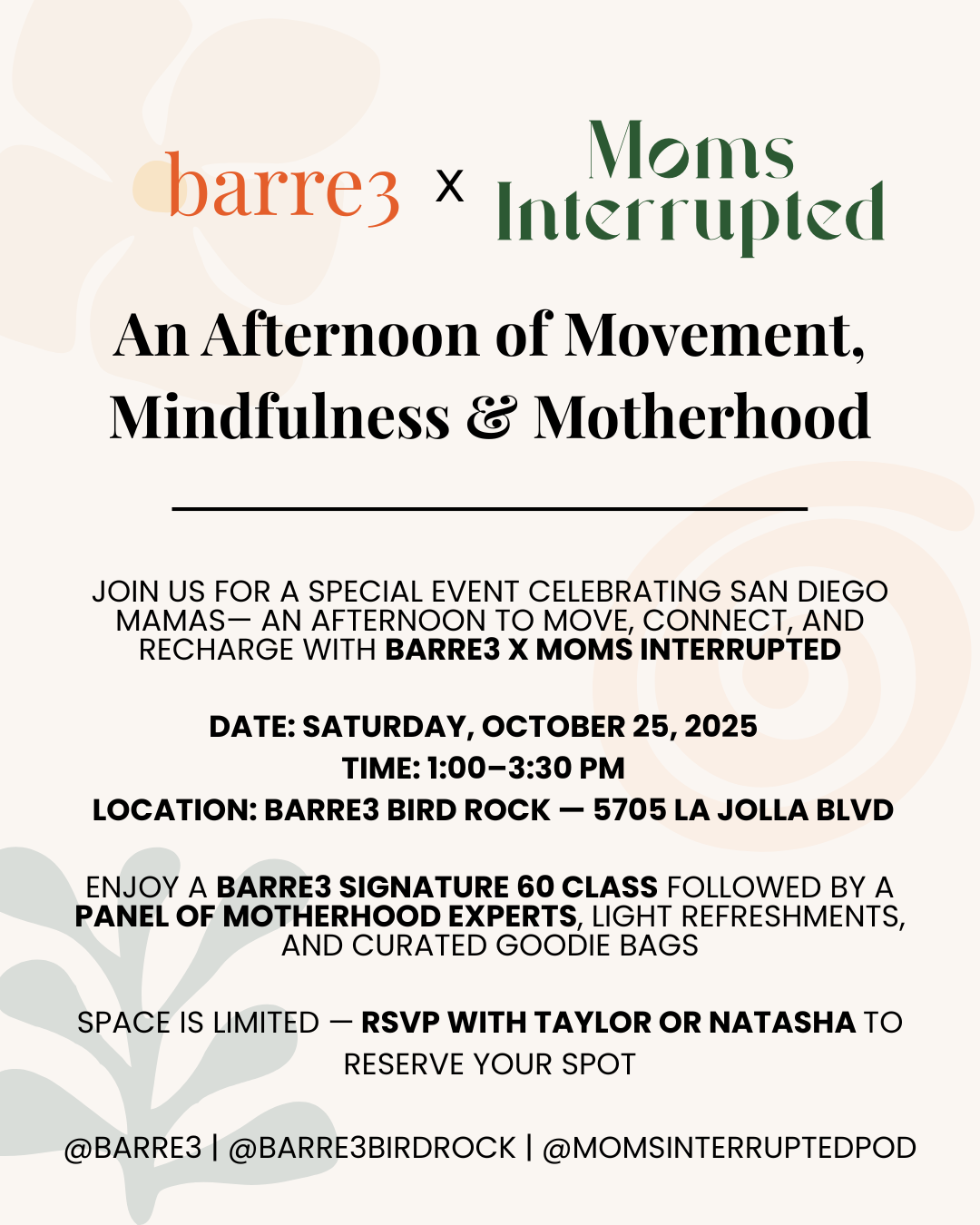 Event image: barre3 x Moms Interrupted