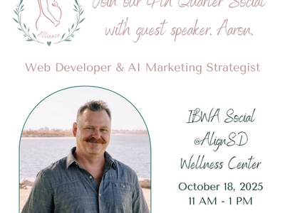 Guest speaker Aaron Davis presenting at the Inspired Birth Workers Alliance Social at AlignSD Wellness Center in San Diego.