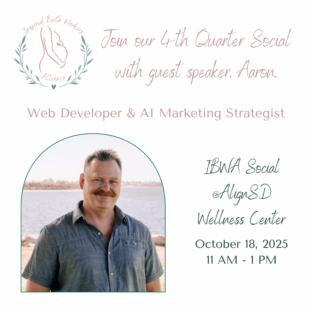 Guest speaker Aaron Davis presenting at the Inspired Birth Workers Alliance Social at AlignSD Wellness Center in San Diego.