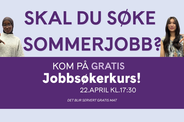 To ungdommer som peker ned på teksten "kom på gratis jobbsøkerkurs".