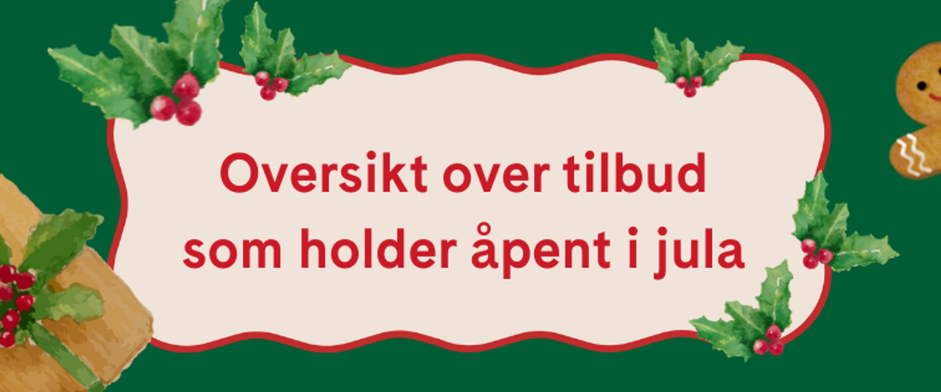 To snakkebobler med tittelen: oversikt over tilbud som holder åpent i jula, for å dekke både samtaletilbud og tilbud for feiring av alternativ jul 