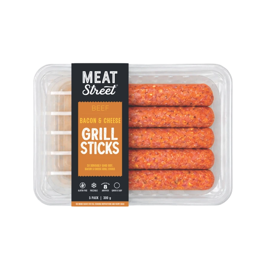 Meat Street Beef Bacon & Cheese Grill Sticks, 5 pack