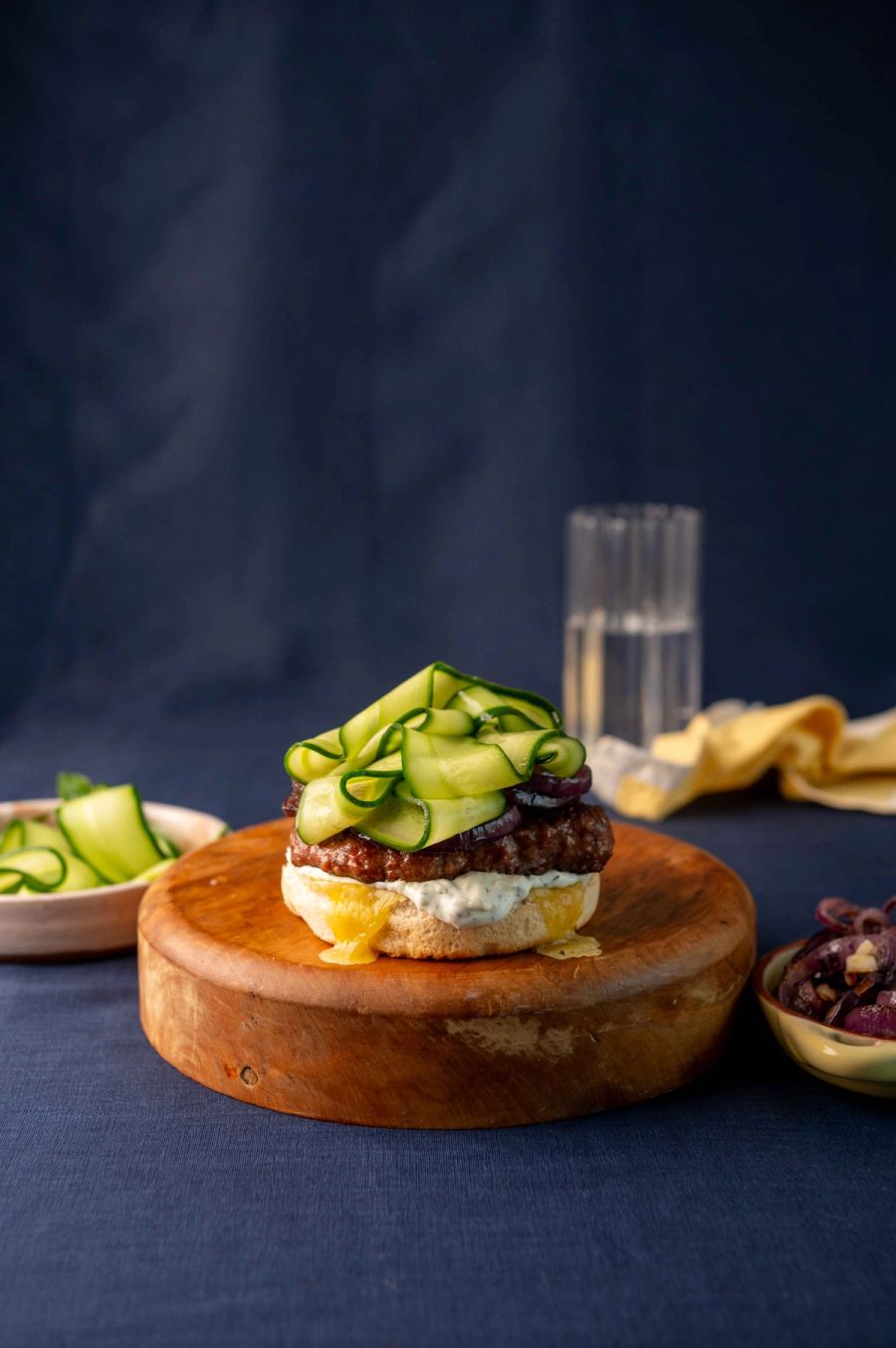Ribbons of pickled cucumber piled on