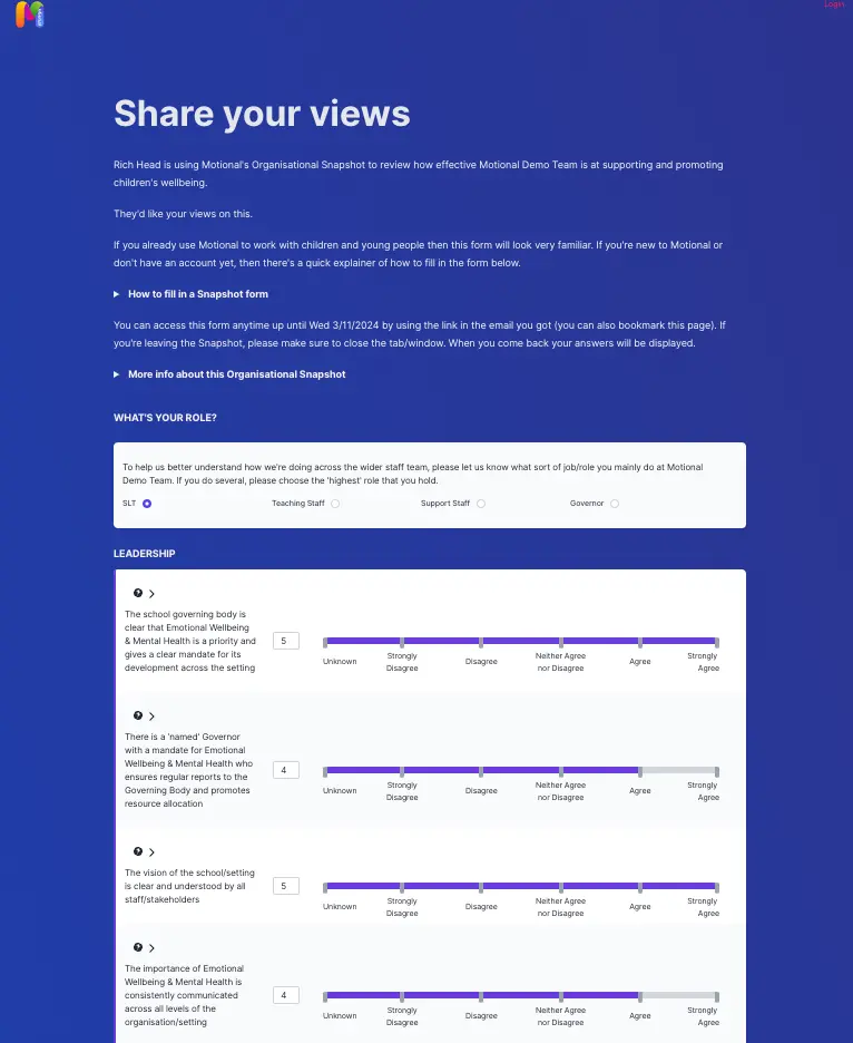 Image of the Motional Organisational Snapshot Questions