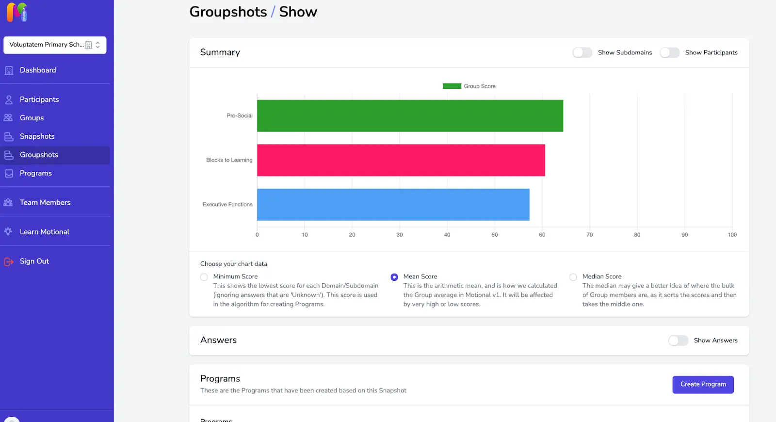 Screenshot of Groupshot Summary page