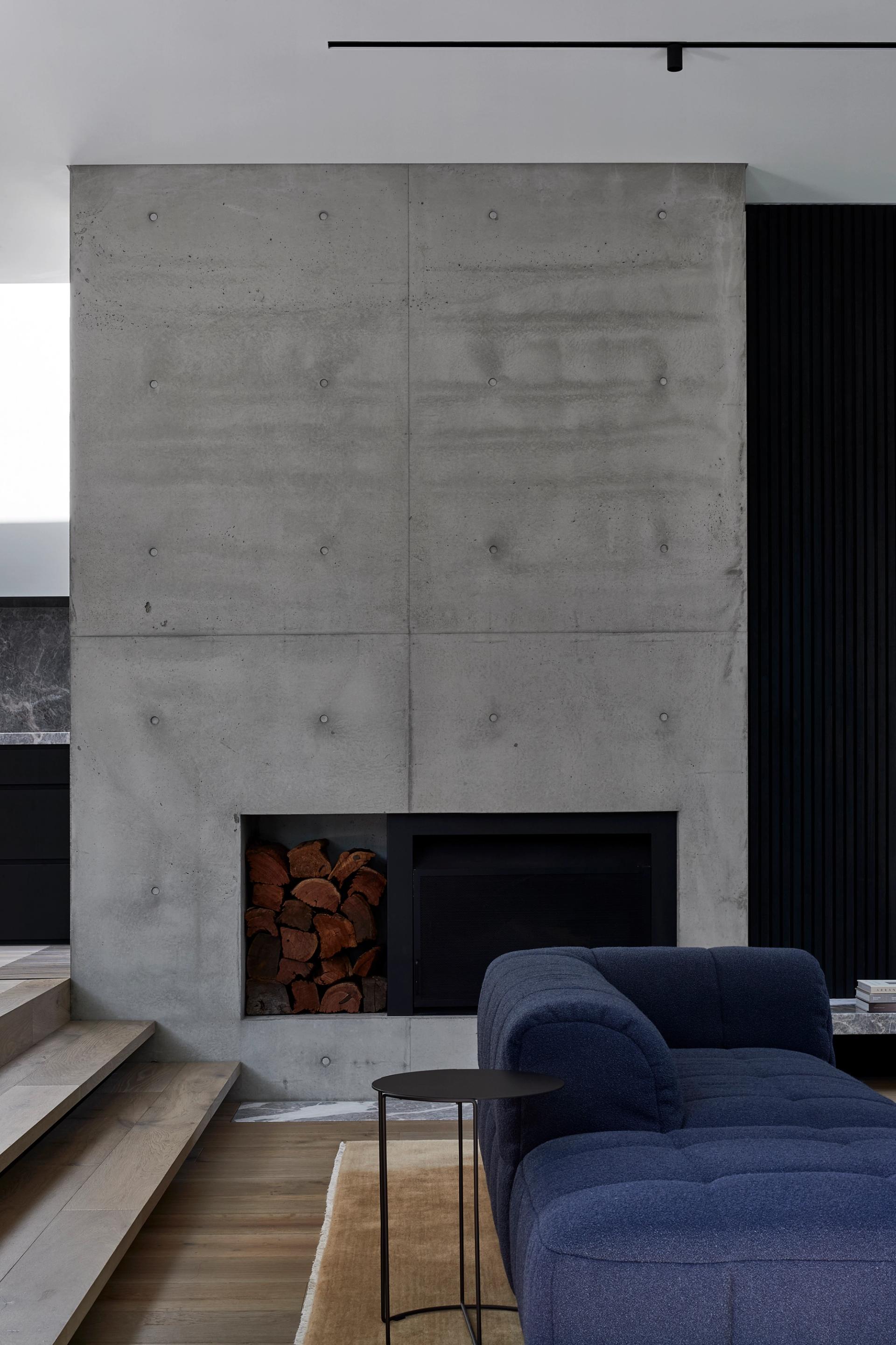 The interior palette embraces the authenticity of natural materials