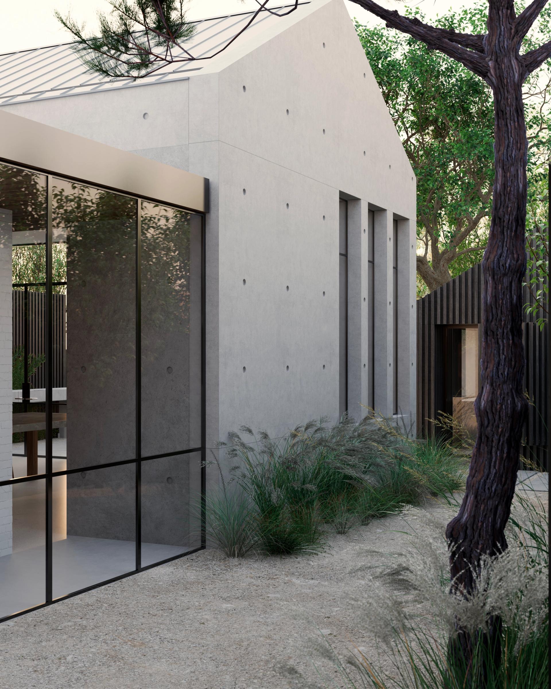 The extension’s strikingly minimalist off-form concrete expression reflects both Californian and Japanese influences.