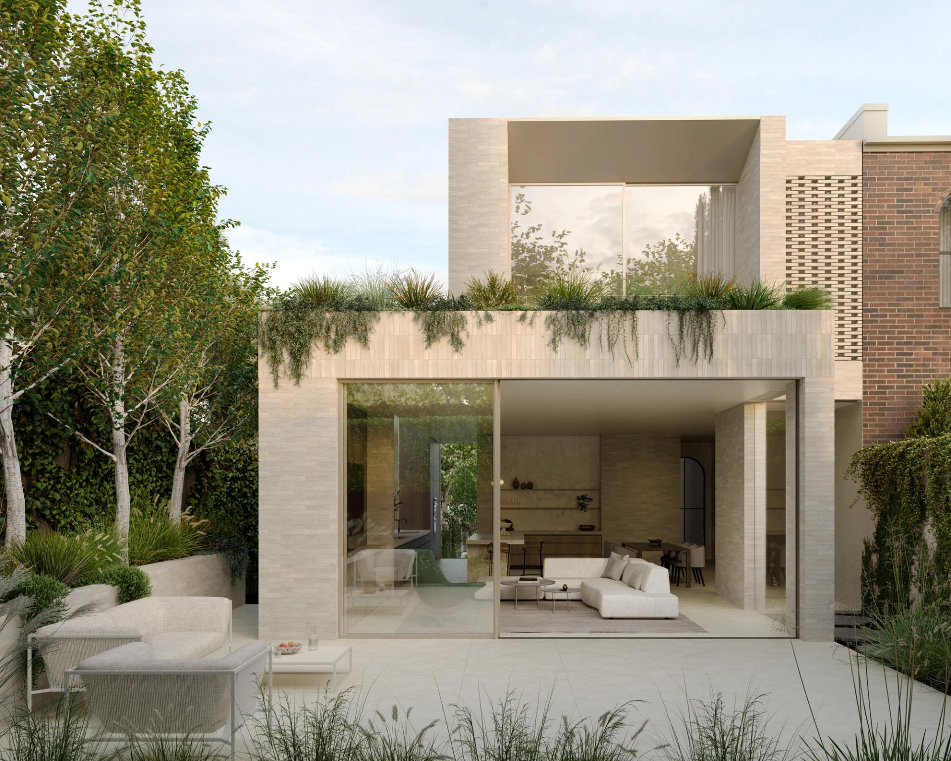 The Garden Terrace's set-back upper level overlooks a planted roof garden.