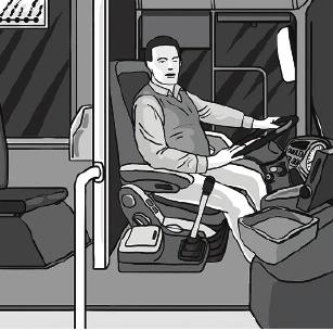 Opcja B: kierowca autobusu siedzący za kierownicą w kabinie pojazdu