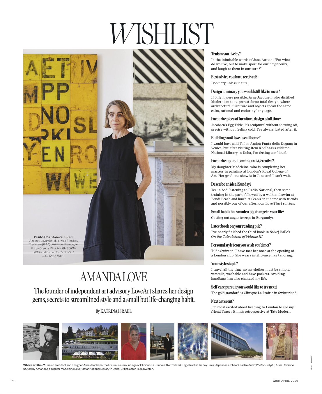 WISH magazine feature on Amanda Love, international independent art advisor and curator