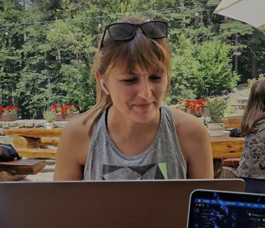 Emi working in the mountaings