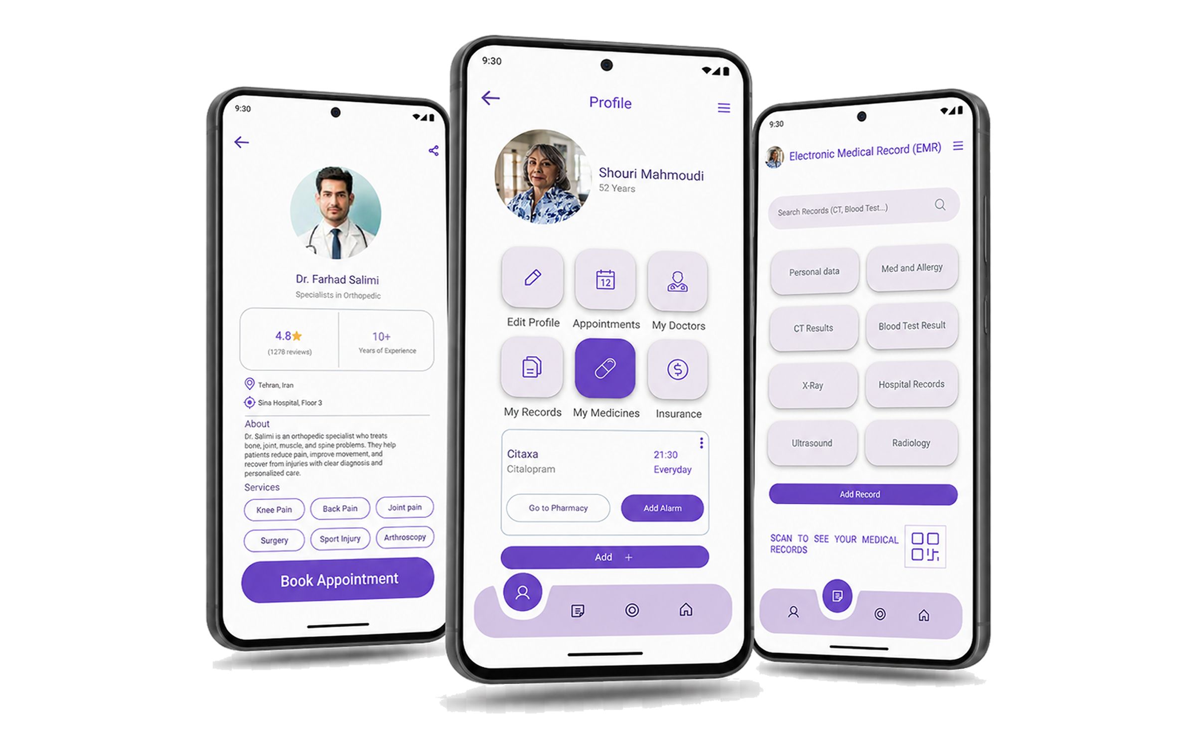 DoctorMate healthcare mobile app interfaces