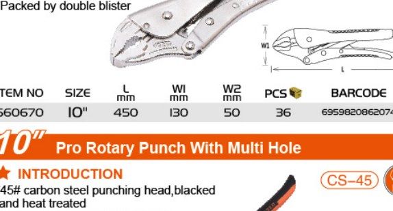 Curved Jaw Lock-Grip Plier (10")