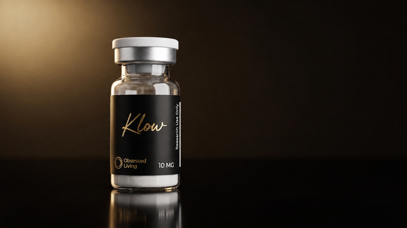 Klow Blend (GHK-Cu + BPC-157 + TB-500 + KPV) research vial, Obsessed Living, research use only