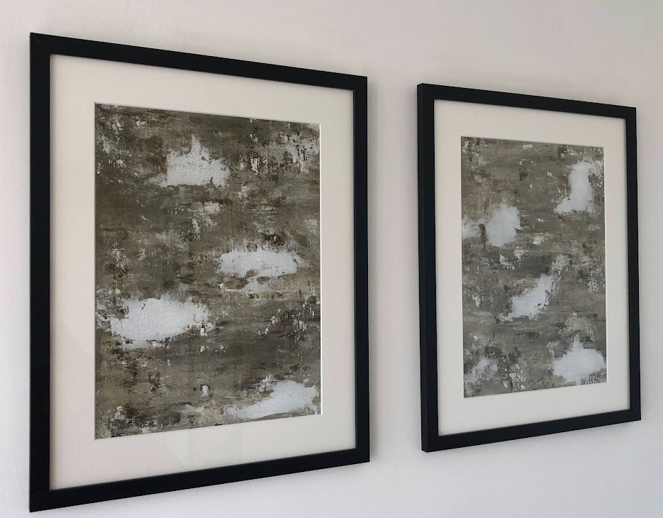 2 kaders acryl op papier