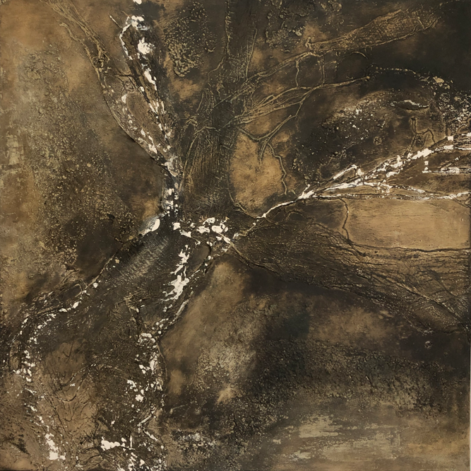 Olijf/oker mixed media