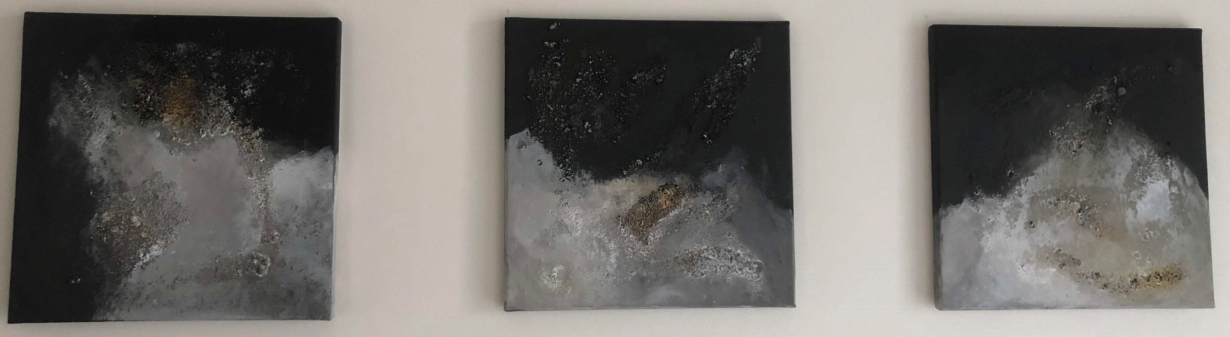 Drieluik antraciet/wit/goud
