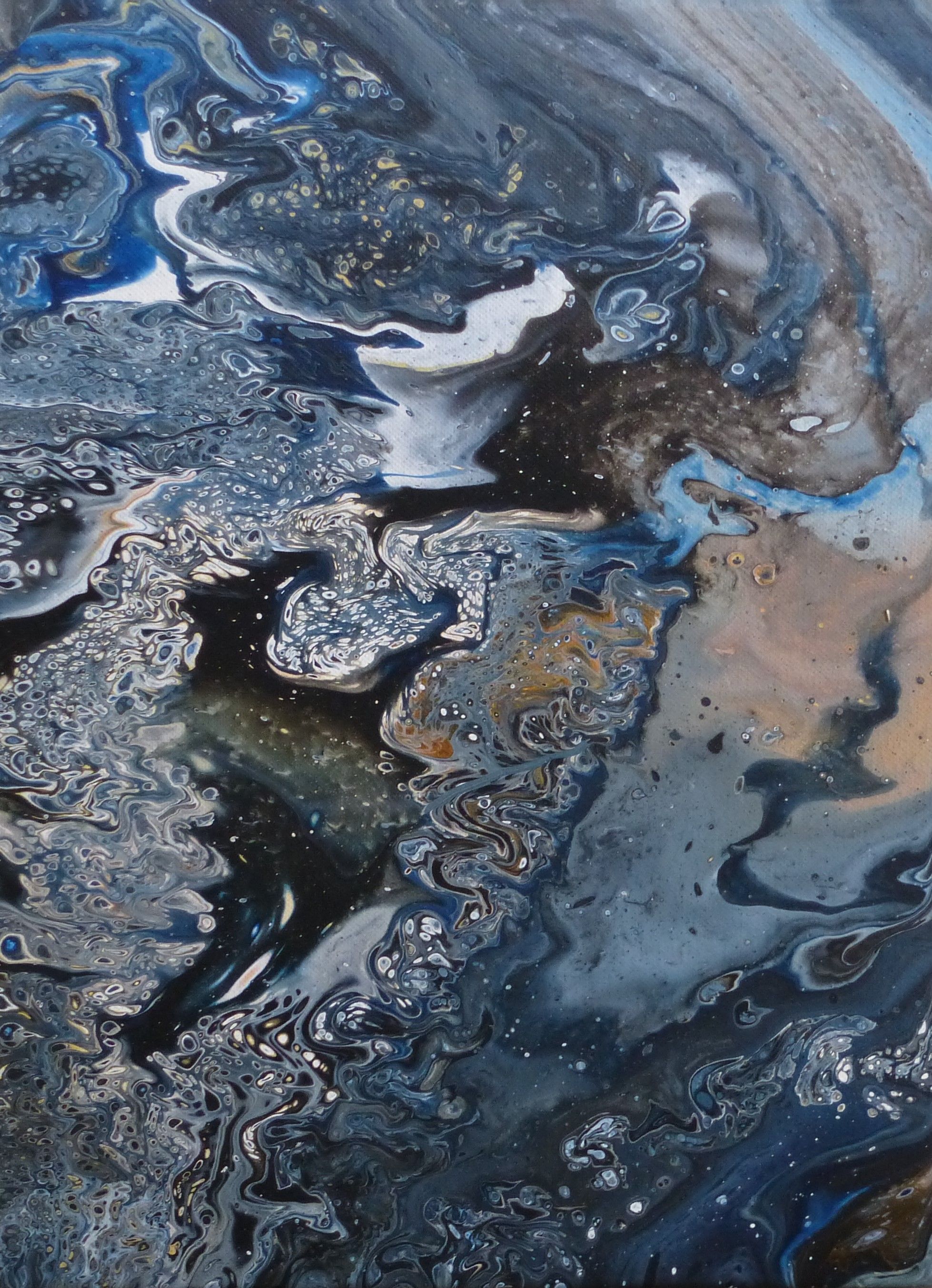 Acrylic pouring blauw