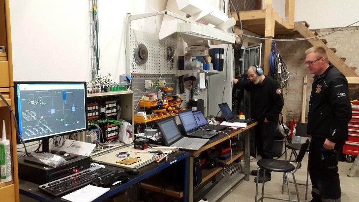 Engineers testing the SWEA humidified gas turbine prototype