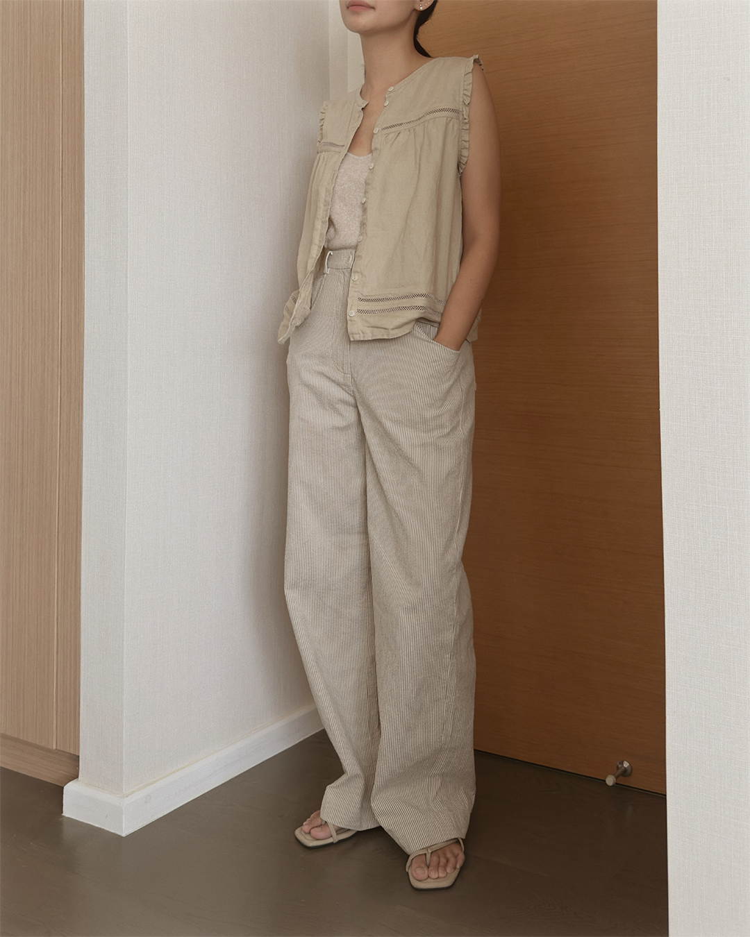 Emi Blouse | Women's Linen Mandarin Collar Blouse | 100