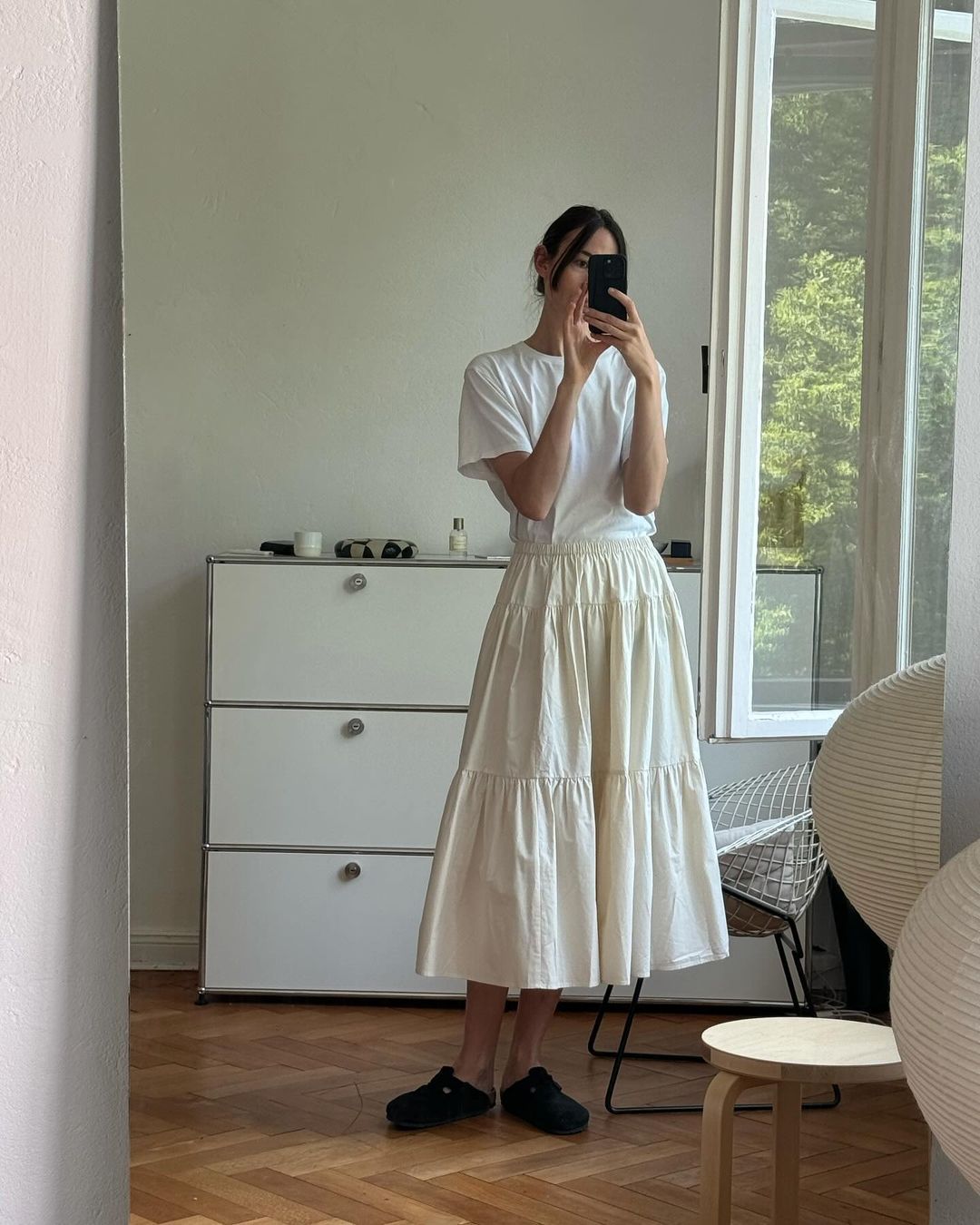 Teacake Skirt | Tiered Flare Skirt in Gardenia Colour | 100  