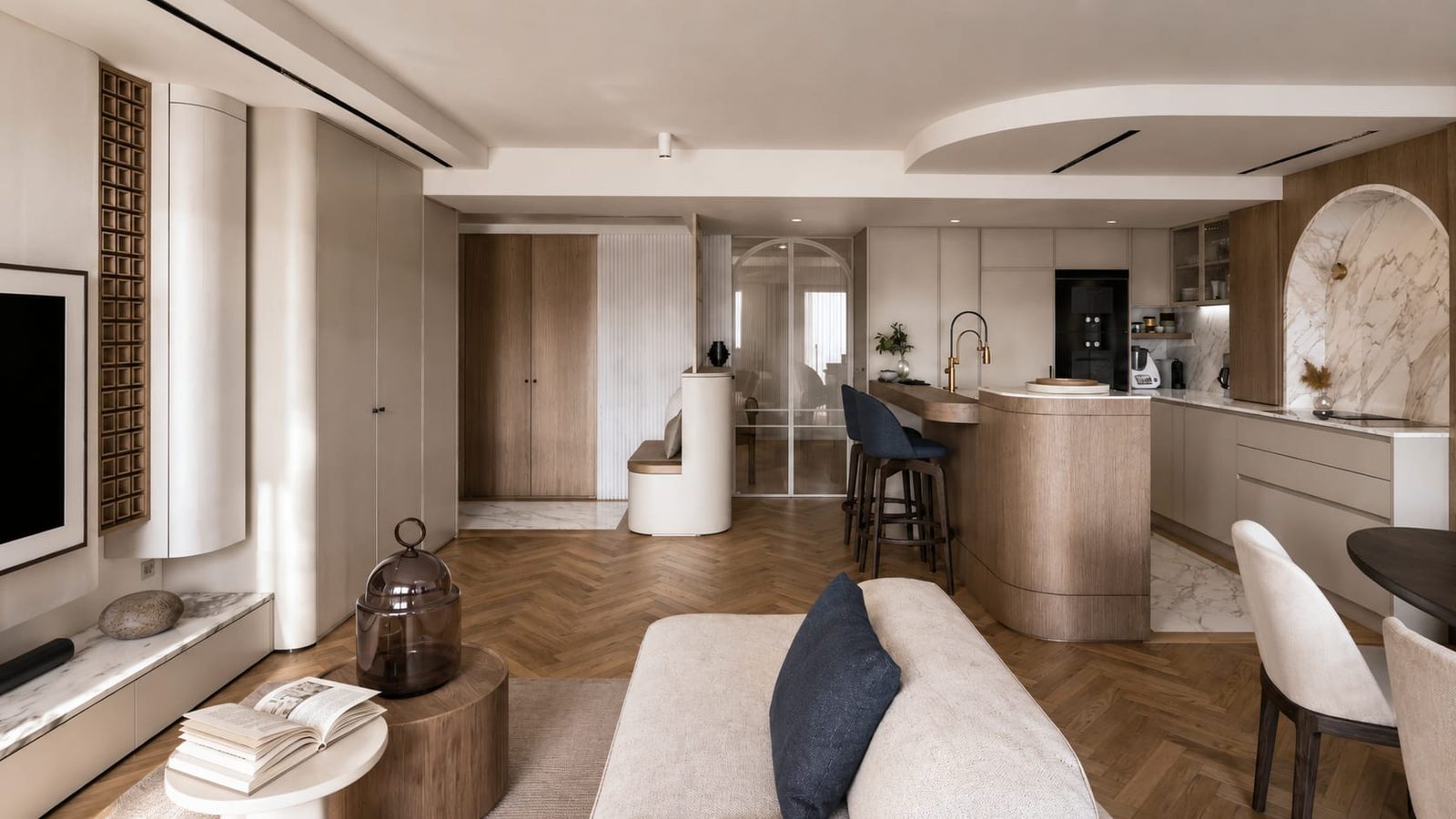 Wagram, Paris — séjour, rénovation d'appartement par Créa'Home
