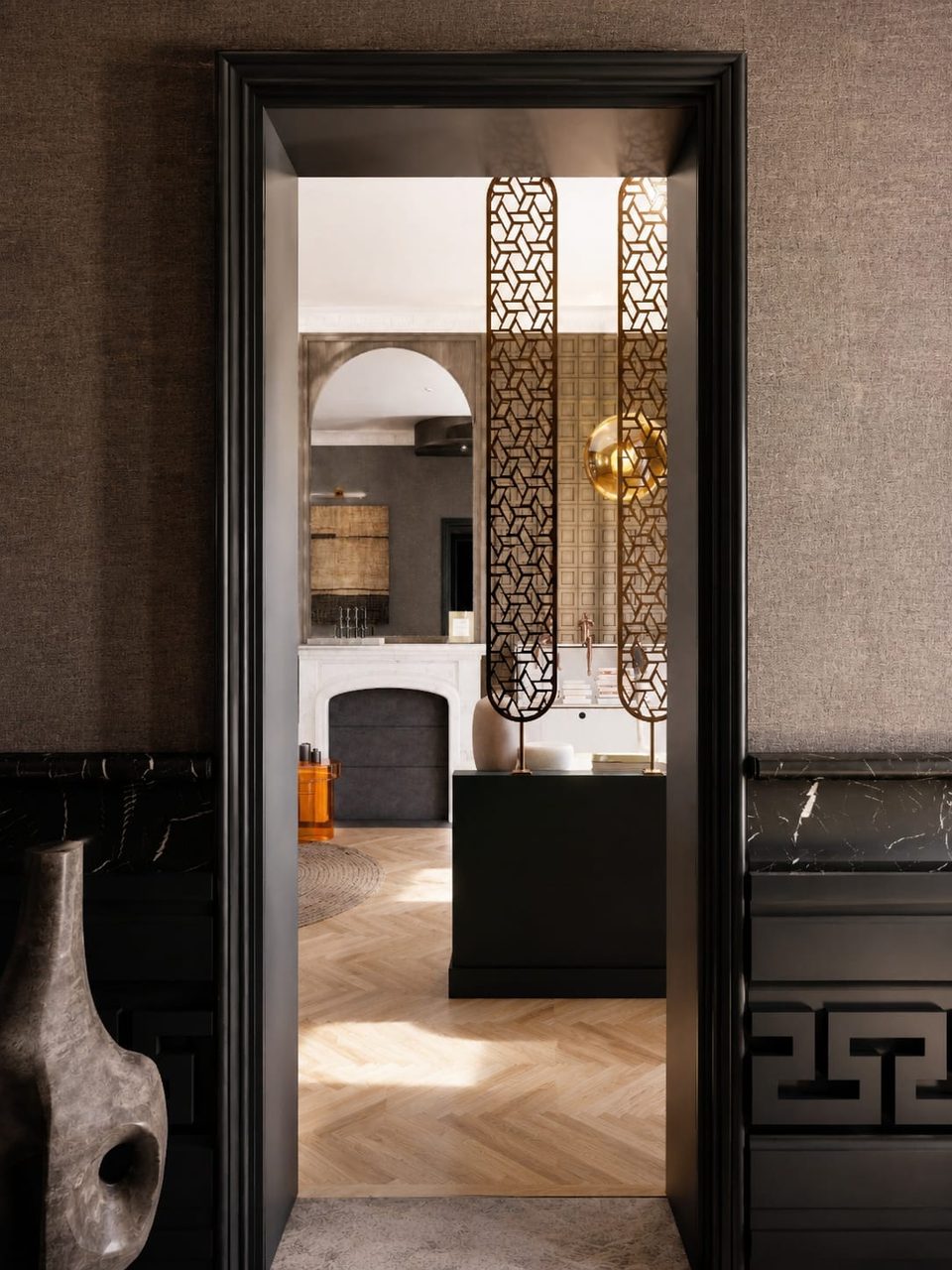 Rue du Temple, Paris — entrée, rénovation d'appartement par Créa'Home