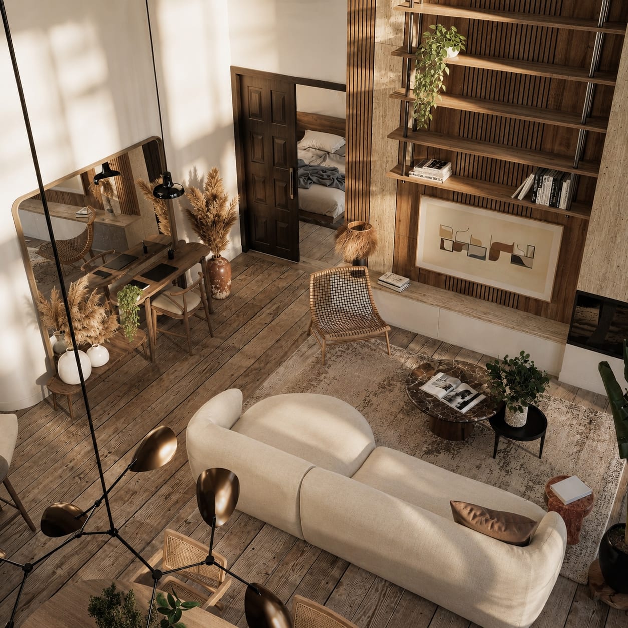 Villa Benoit — salon, rénovation de villa par Créa'Home