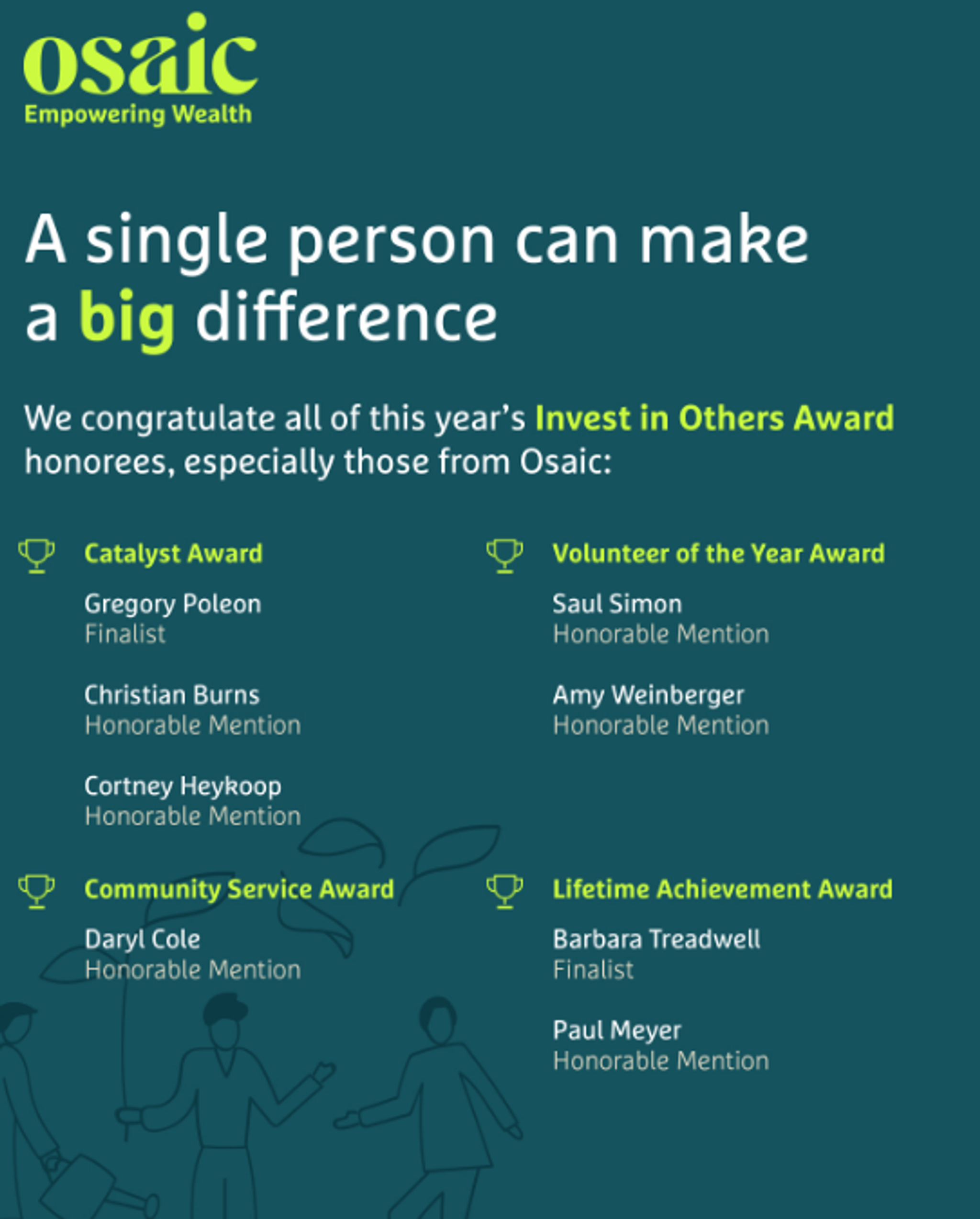 Invest in Others Award nominees