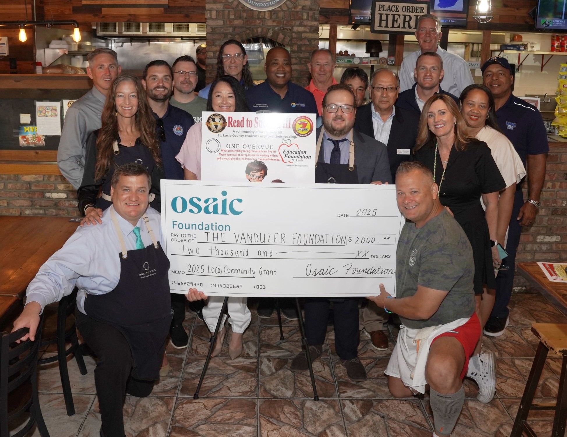 The Vanduzer Foundation check