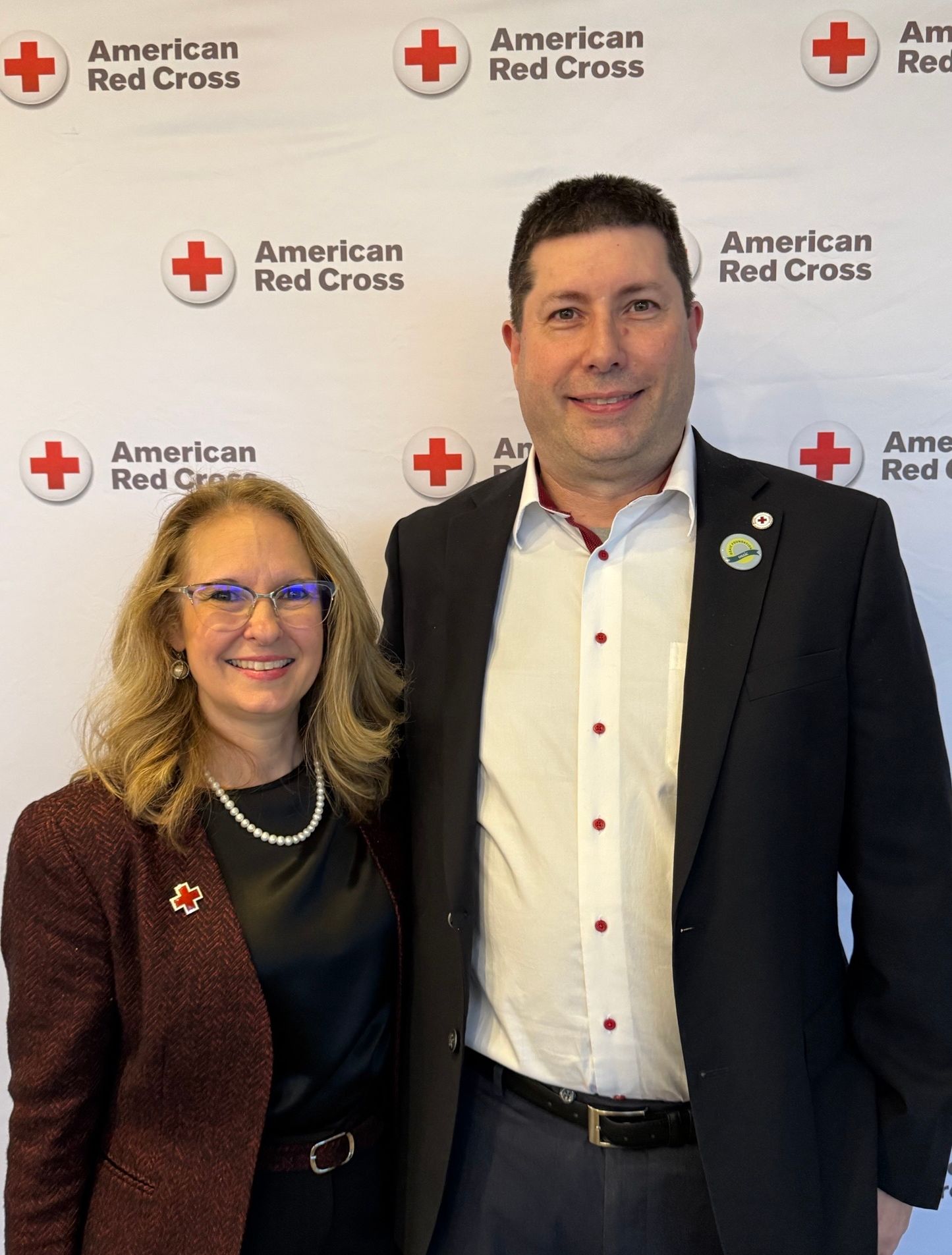 Pictured with David is Jill Orton, executive director of the Nebraska/Iowa region of the ARC.