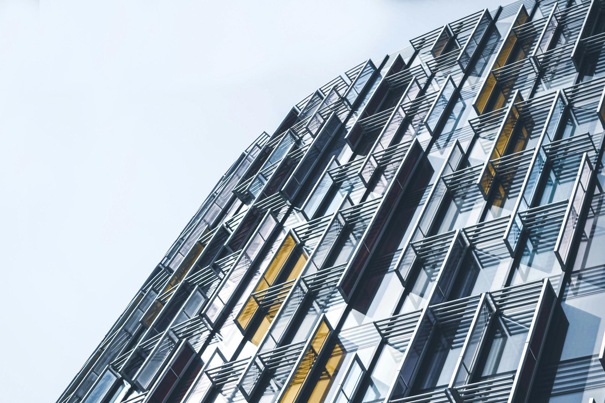 Modern office building with cool tones