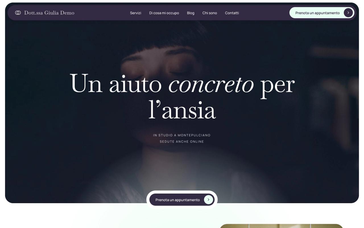 Dott.ssa Giulia Demo: la home del sito su computer