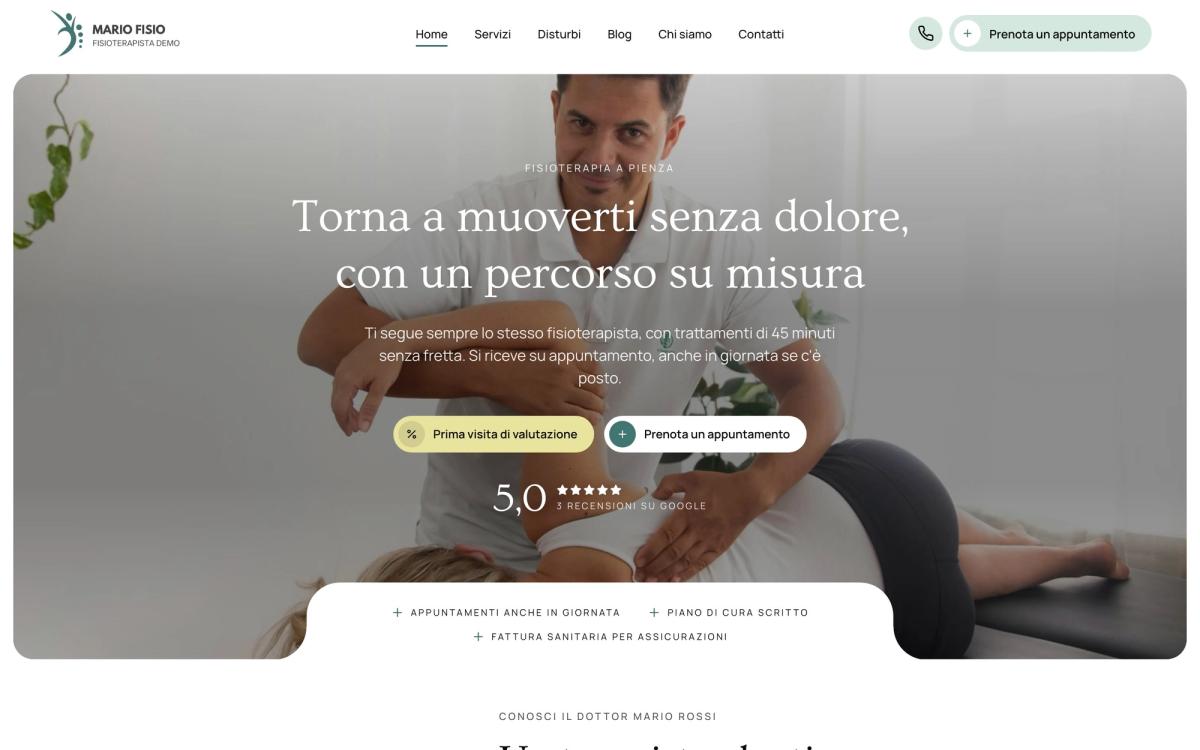 Mario Fisio: la home del sito su computer