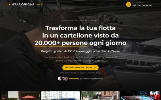 Wrap Officina: la home del sito su computer