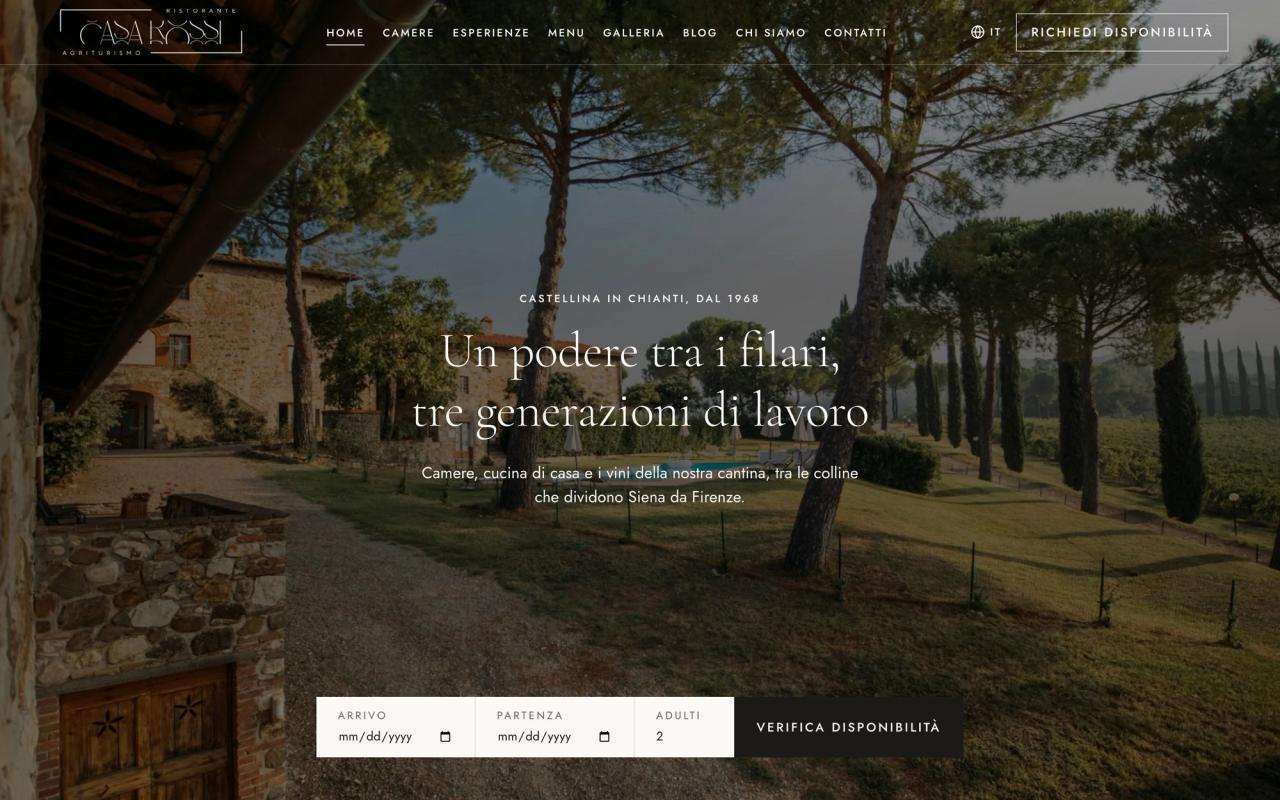 Agriturismo Casa Rossi: la home del sito su computer