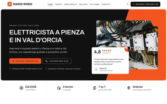Mario Elettricista: la home del sito su computer