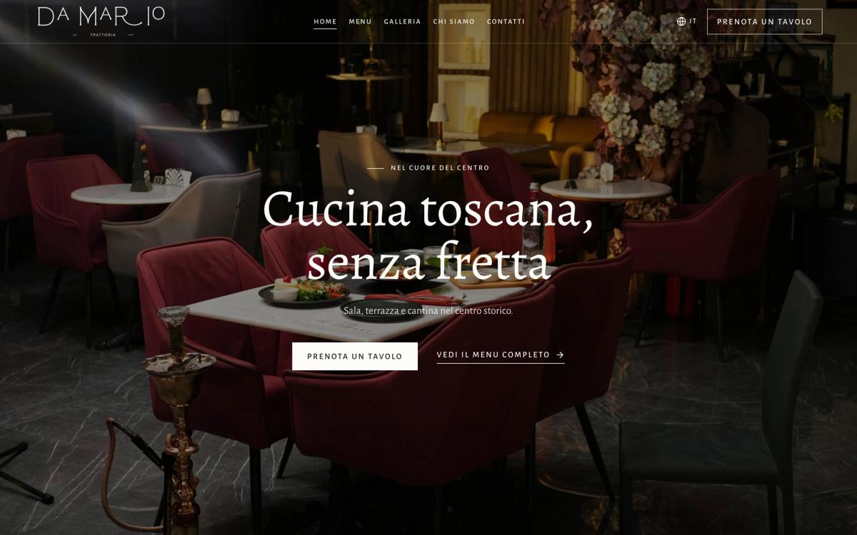 Trattoria da Mario: la home del sito su computer