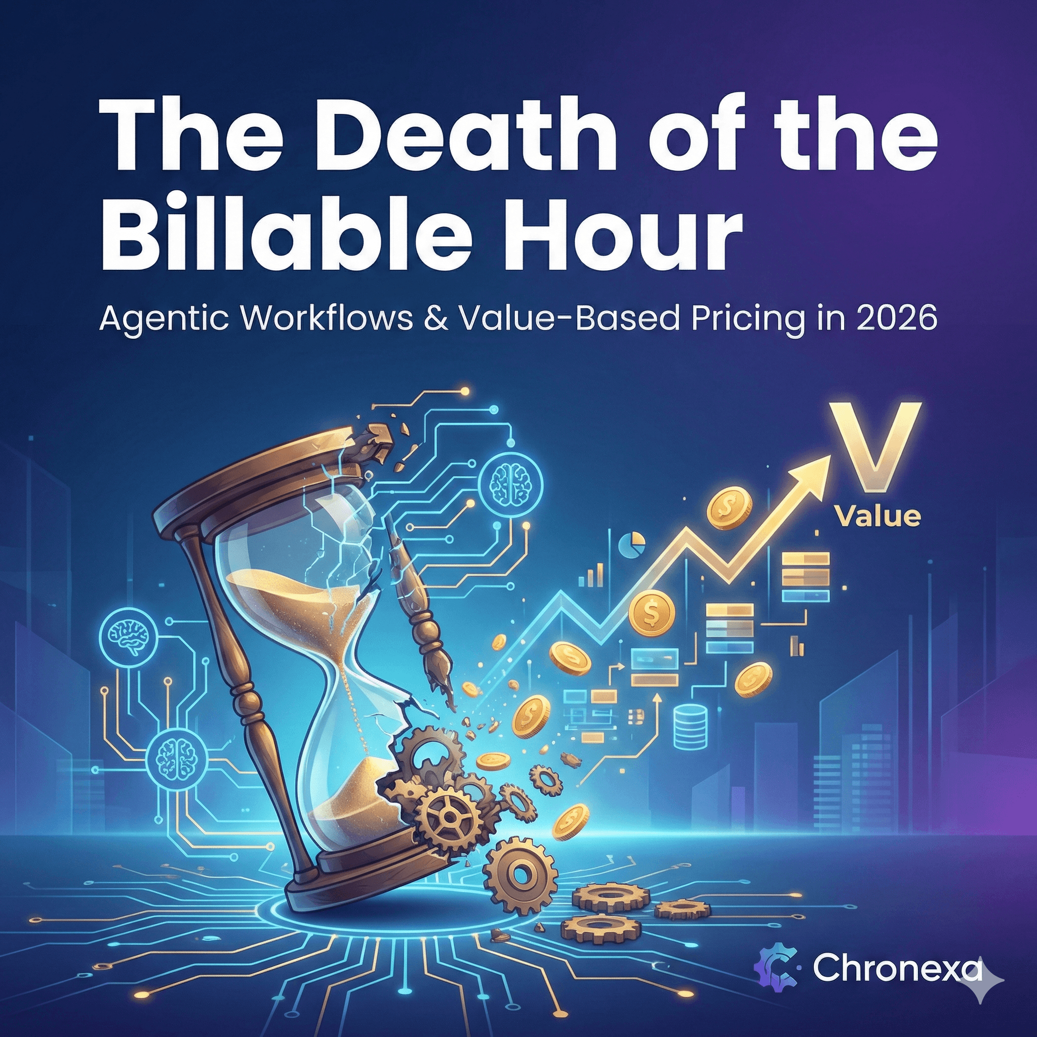 Abstract line illustration representing The Death of the Billable Hour: How Agentic Workflows are Driving Value-Based Pricing in 2026